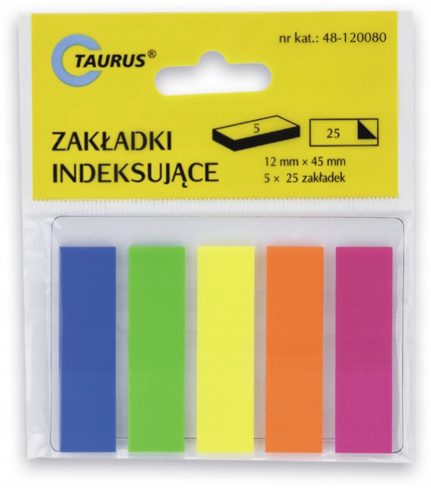 ZAKŁADKI INDEKSUJĄCE FOLIA 12X45mm 5X25 kartek