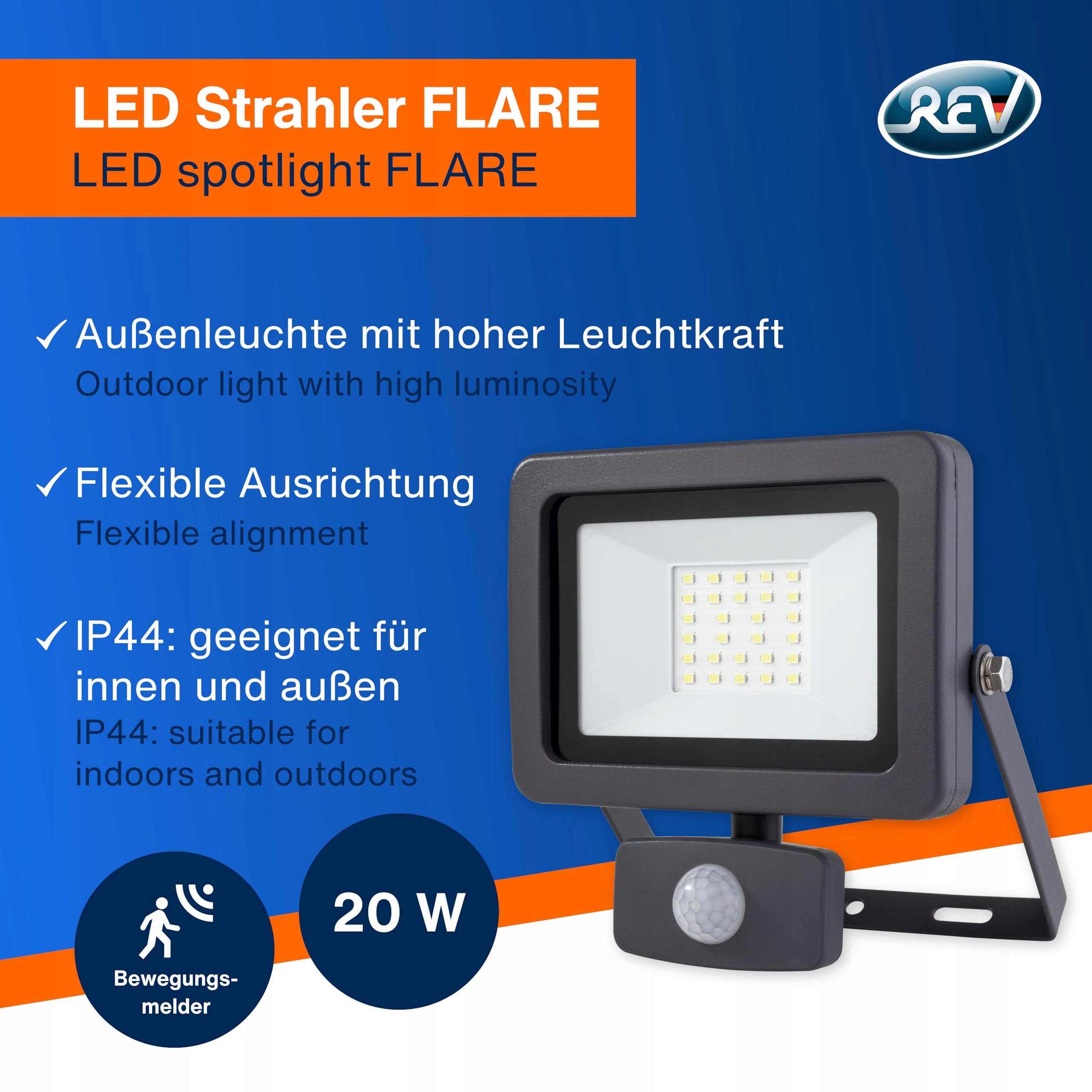 Lampa Ścienna Kinkiet LED Czujnik Ruchu 20W 1700lm IP44 Antracyt REV — miniatura 2