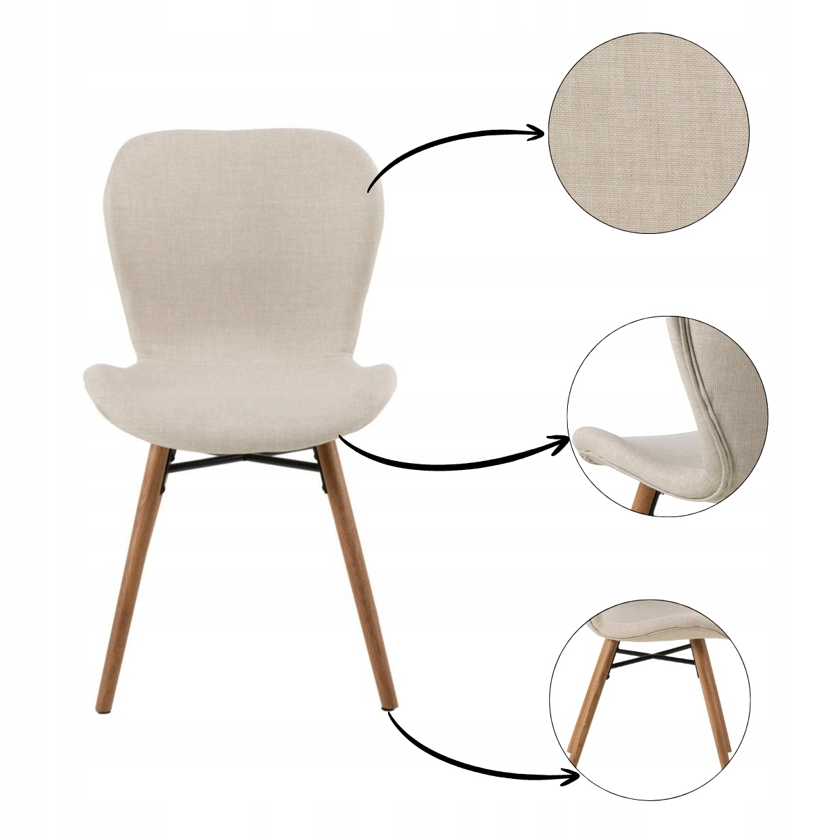 Pohodlná Jedálenská Stolička do obývačky s čalúneným béžovým profilovaným sedadlom