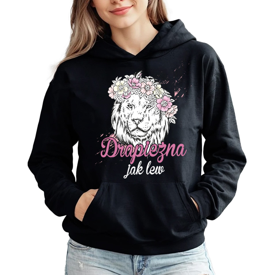 Mikina Černá Dravá Jako Lev Ženská Motivace Girl Power Na Dárek M