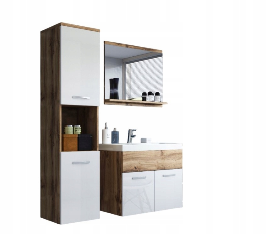 Sada koupelnového nábytku Milano, skříňka, zrcadlo, umyvadlo