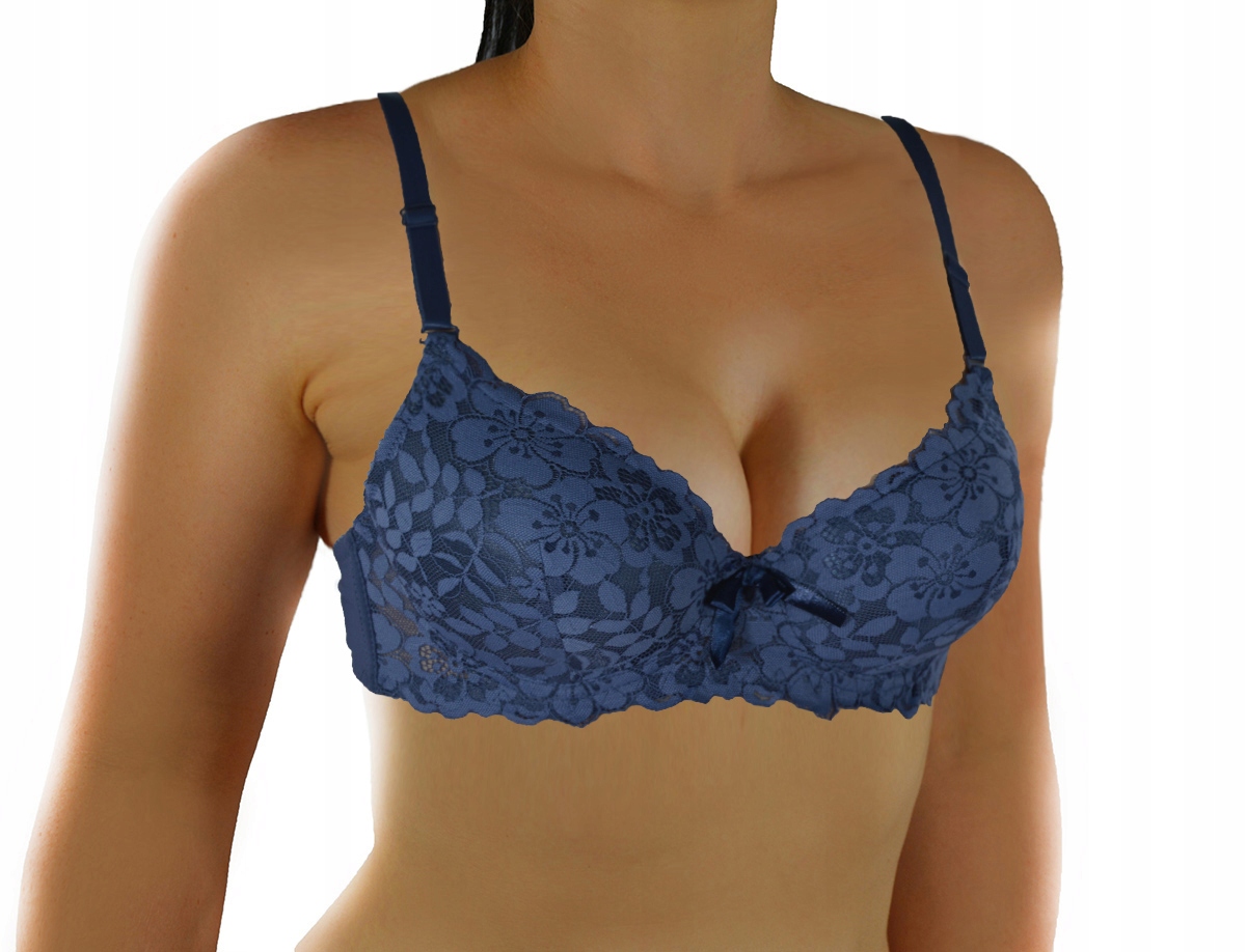 

Koronkowy Biustonosz Max Push Up B 75 grafit