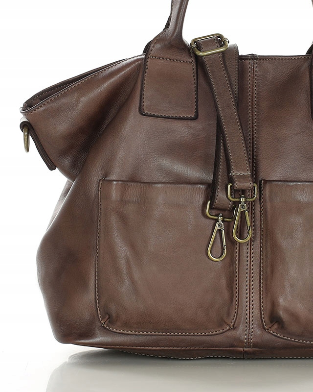 Torebka skórzana damska shopper na ramię duża czekoladowa Marco Mazzini