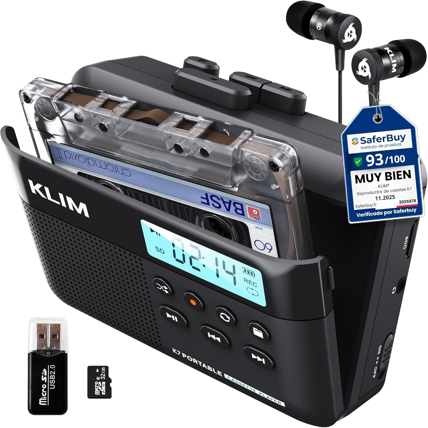 Walkman Klim K7 Kasetový prehrávač MP3 Sd 32GB Mikrofón Reproduktor