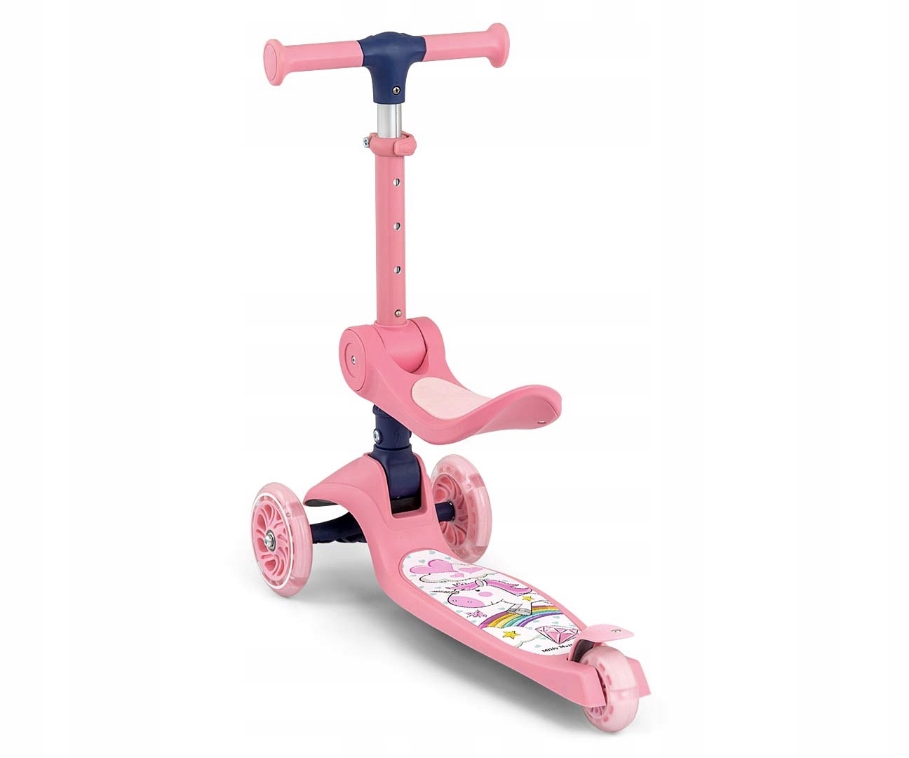 Dětská tříkolová koloběžka Led kola Scooter Milly Mally Fuzzy Pink
