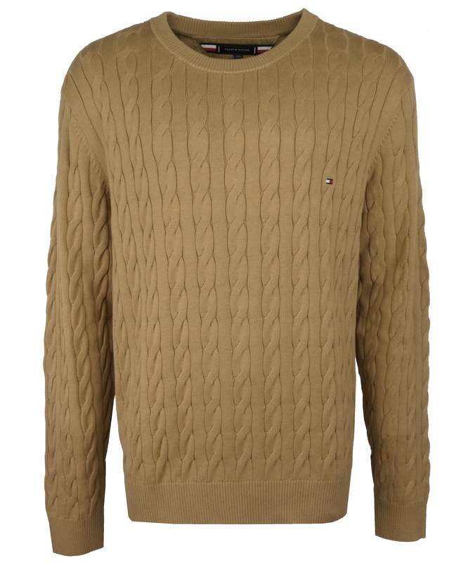 Tommy Hilfiger pánský svetr, bavlněný, cop, béžový, XXL