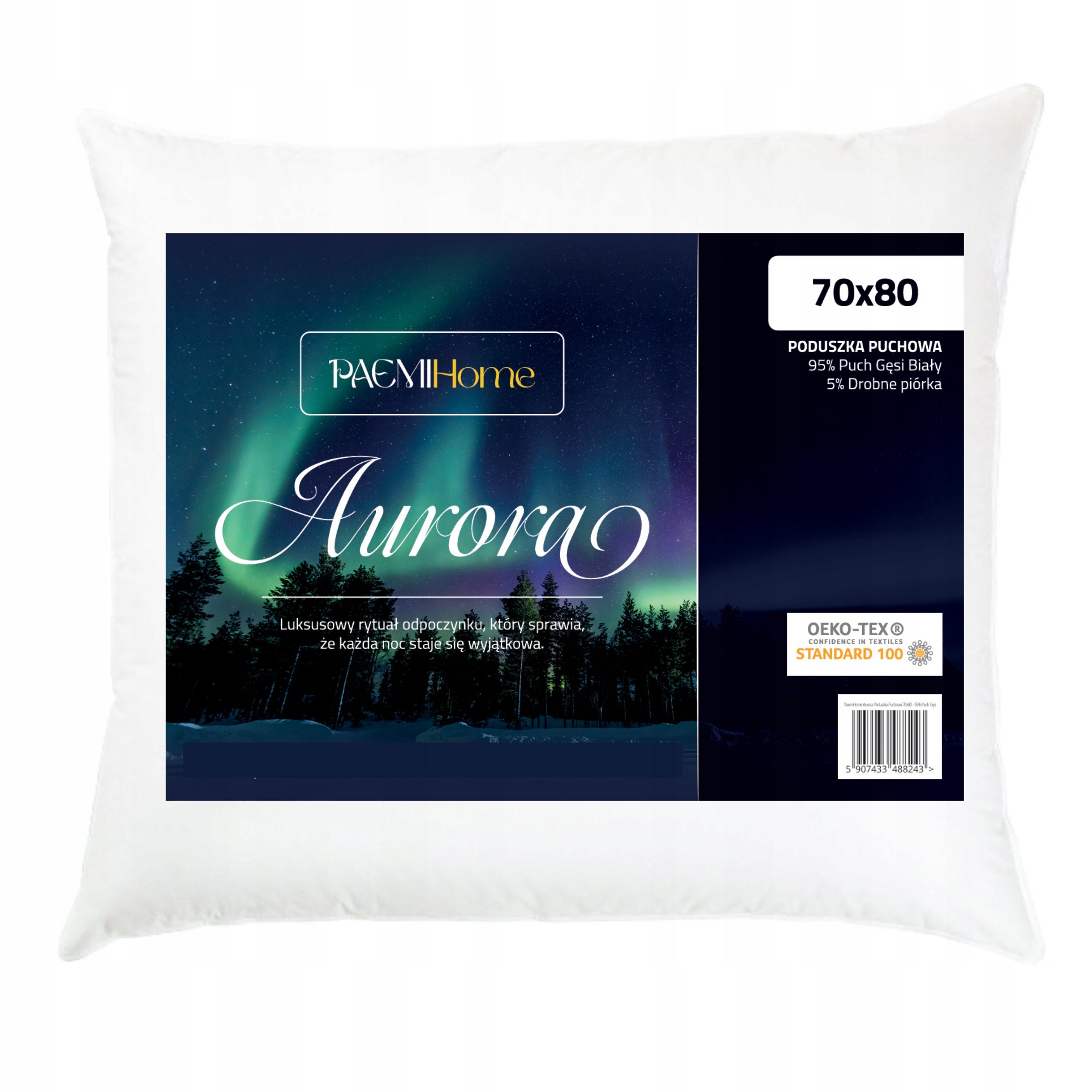 Puchový vankúš 70x80 Aurora Prírodné husacie páperie Biely 95%