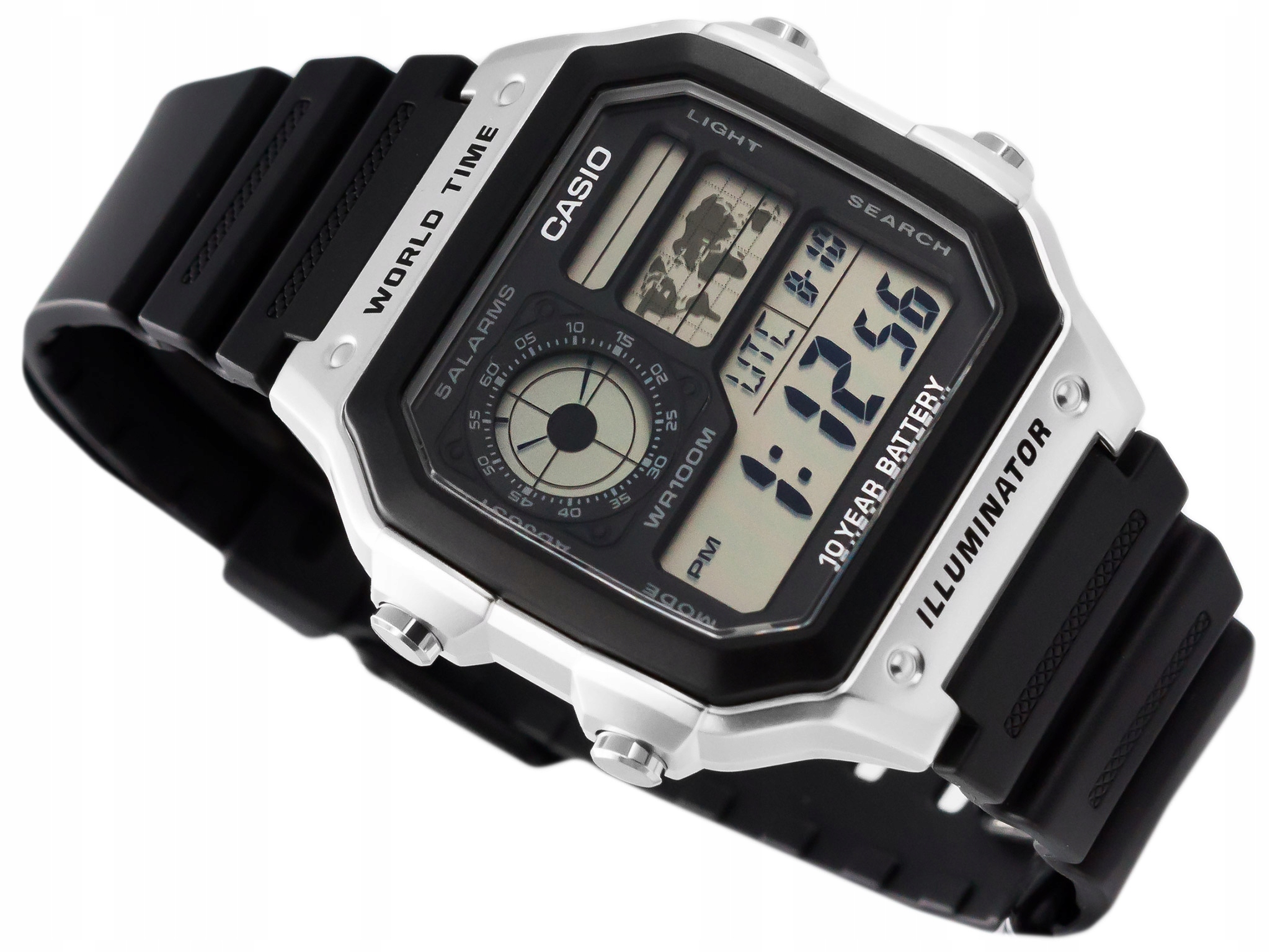 Pánské Hodinky Casio AE-1200WH-1CVEF 100 M Led Alarm