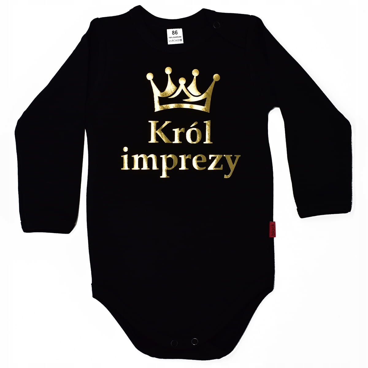 Body dziecięce KRÓL IMPREZY - złoty nadruk 68