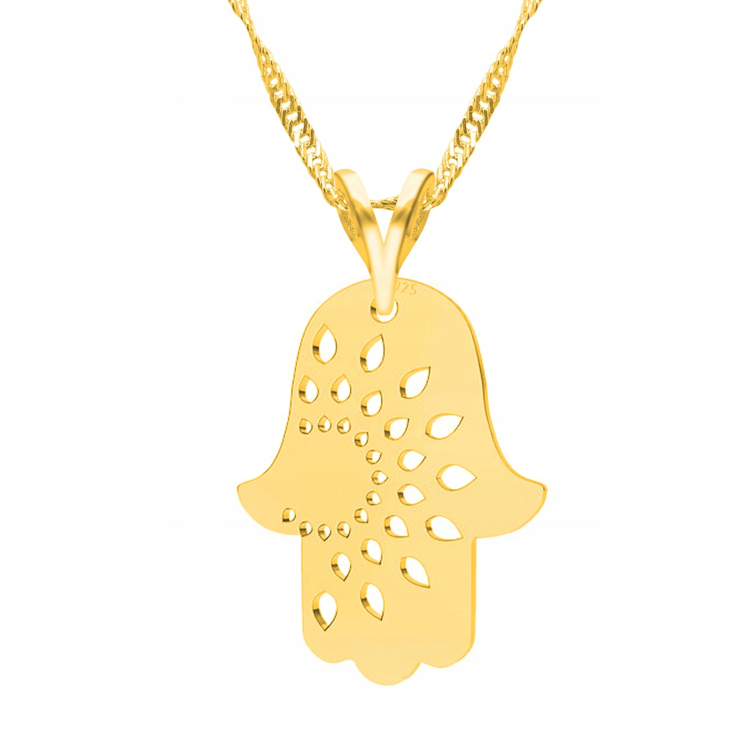 Zlatý náhrdelník s rukou otevřenou rukou, část těla Přívěsek Stříbro 925