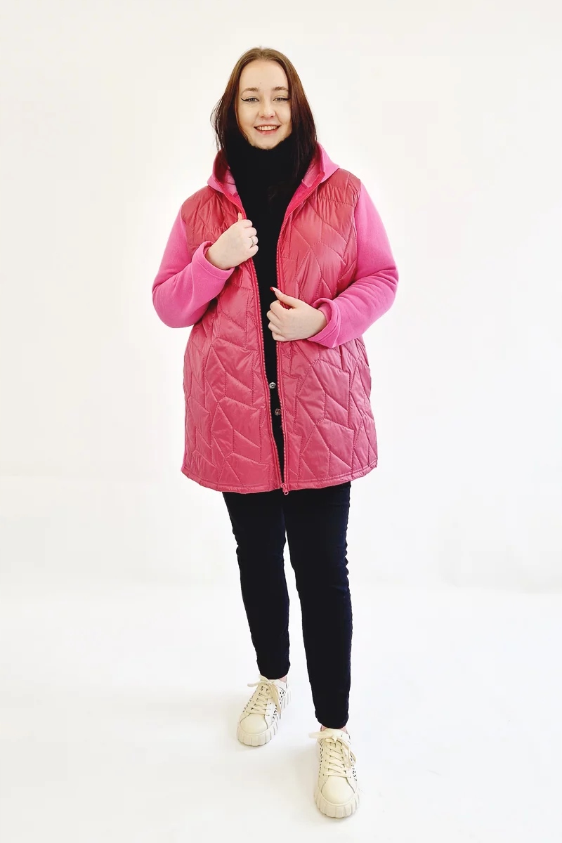 Lehká prošívaná bunda s kapucí Fuchsiová 46