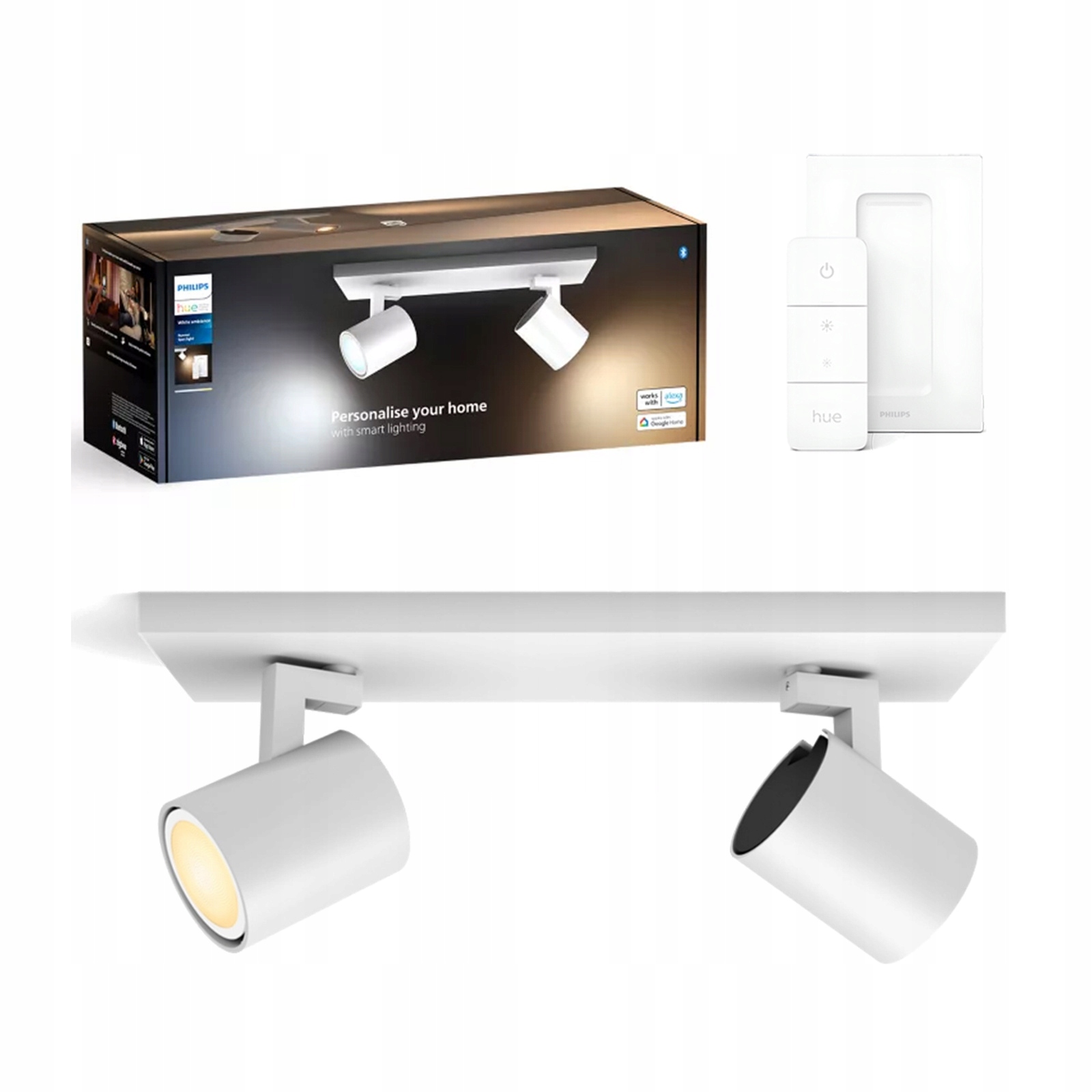 Stropné svietidlo Led Reflektor Biele 2x 4.2W Cct Philips Hue Stmievač