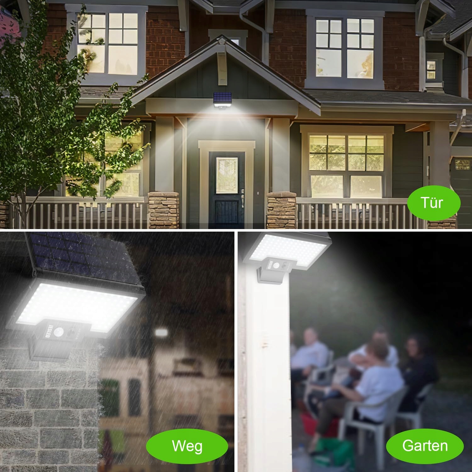 Lampy Solarne Z Czujnikiem Ruchu Obrotowe Ogrodowe IP65 108LED 2 Szt JESLED — miniatura 6
