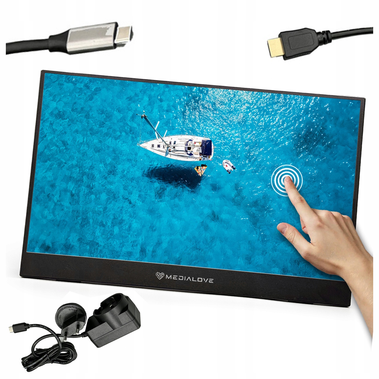 Przenośny Led Monitor Touch Do Telefonu Laptopa 15,6 Cali Dotykowy Stabilny