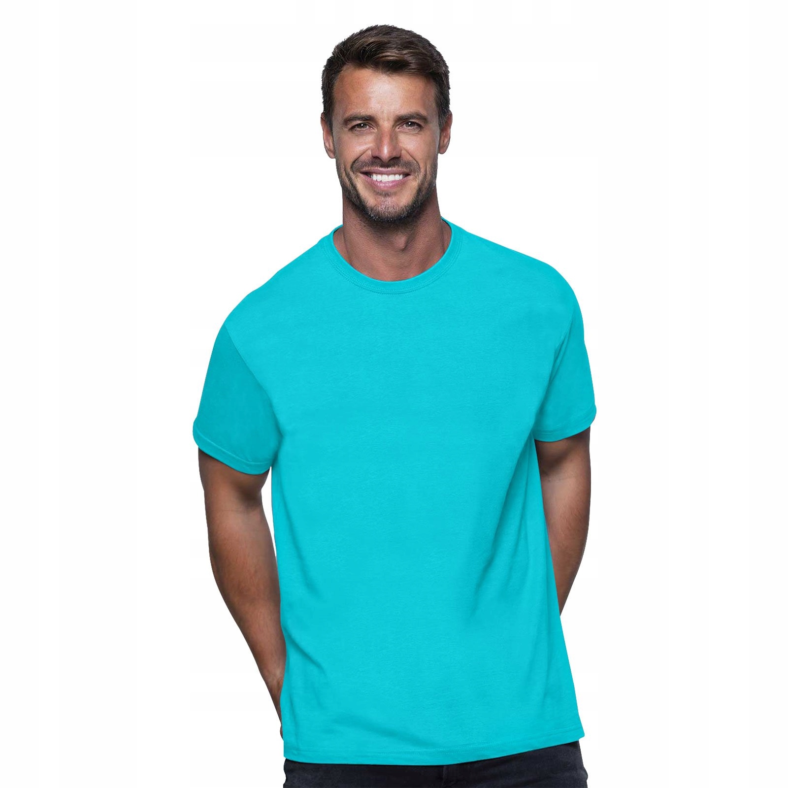 

Męska Gładka podkoszulka Bawełniana turkus 3XL