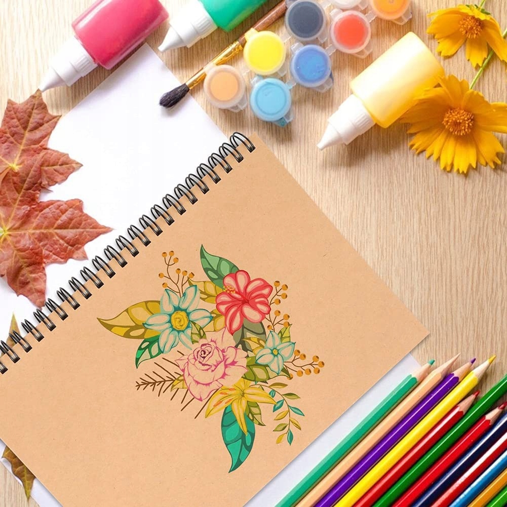 ZESTAW NOTATNIKÓW SPIRALNYCH A5 80 g/m² 4 SZTUKI Kolor Odcienie brązu i beżu