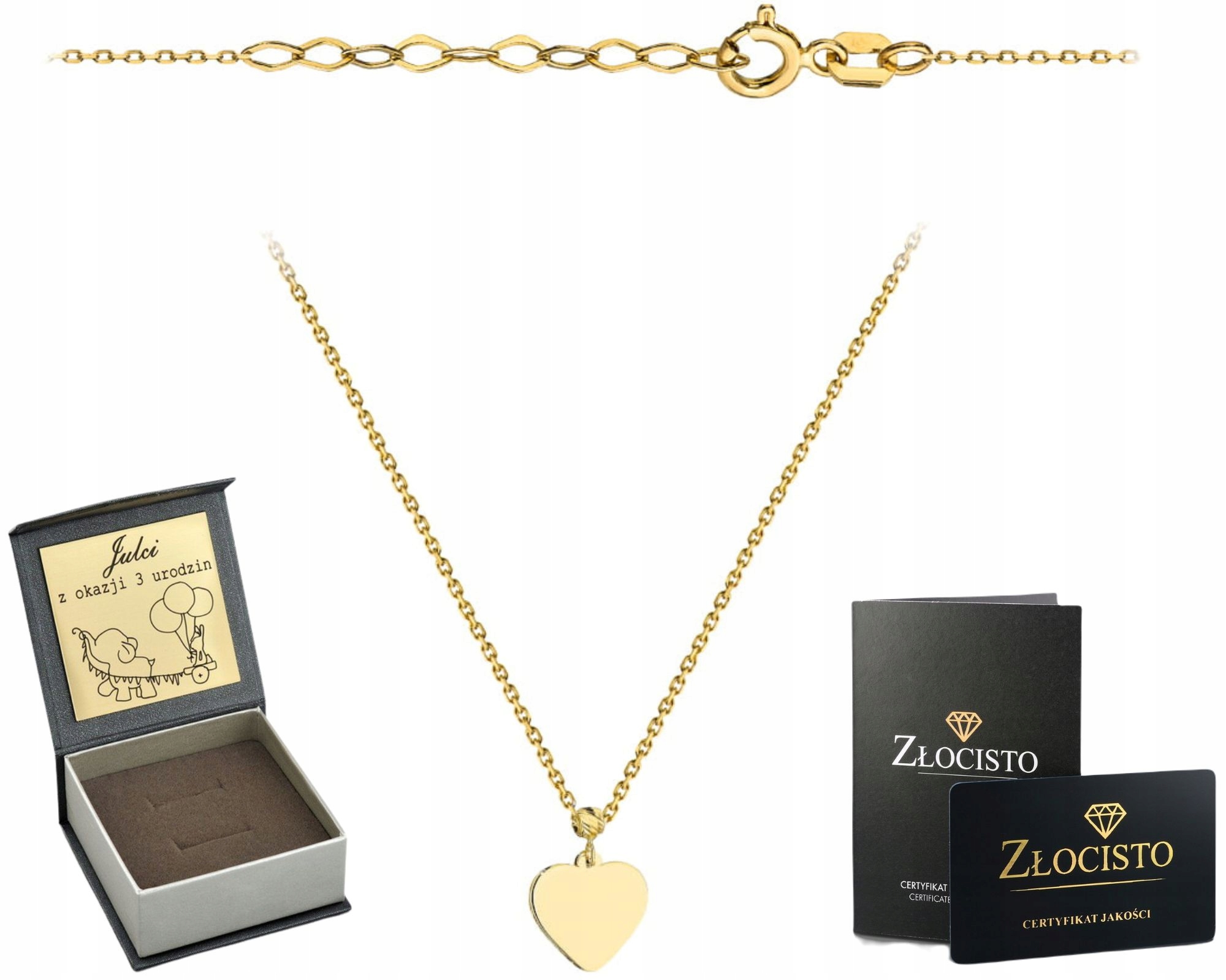 Zlatý Náhrdelník Celebrity S Hladkým Srdcem A Diamantovým Kuličkovým Dárek