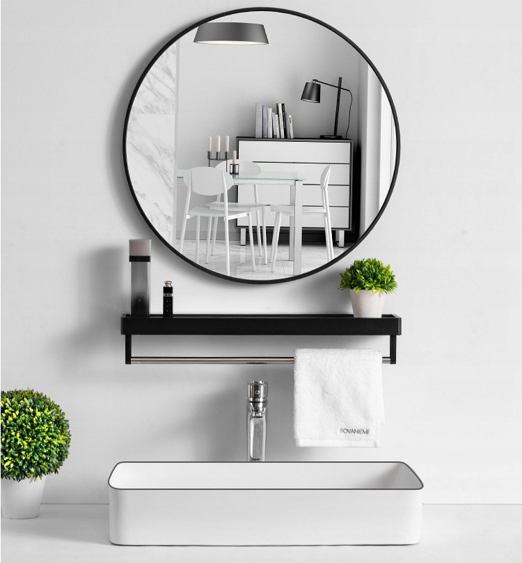 LUSTRO OKRĄGŁE W METALOWEJ RAMIE 70 CM ŁAZIENKA SALON ARVENTA STYLE Kod producenta ALUBLACK70_C