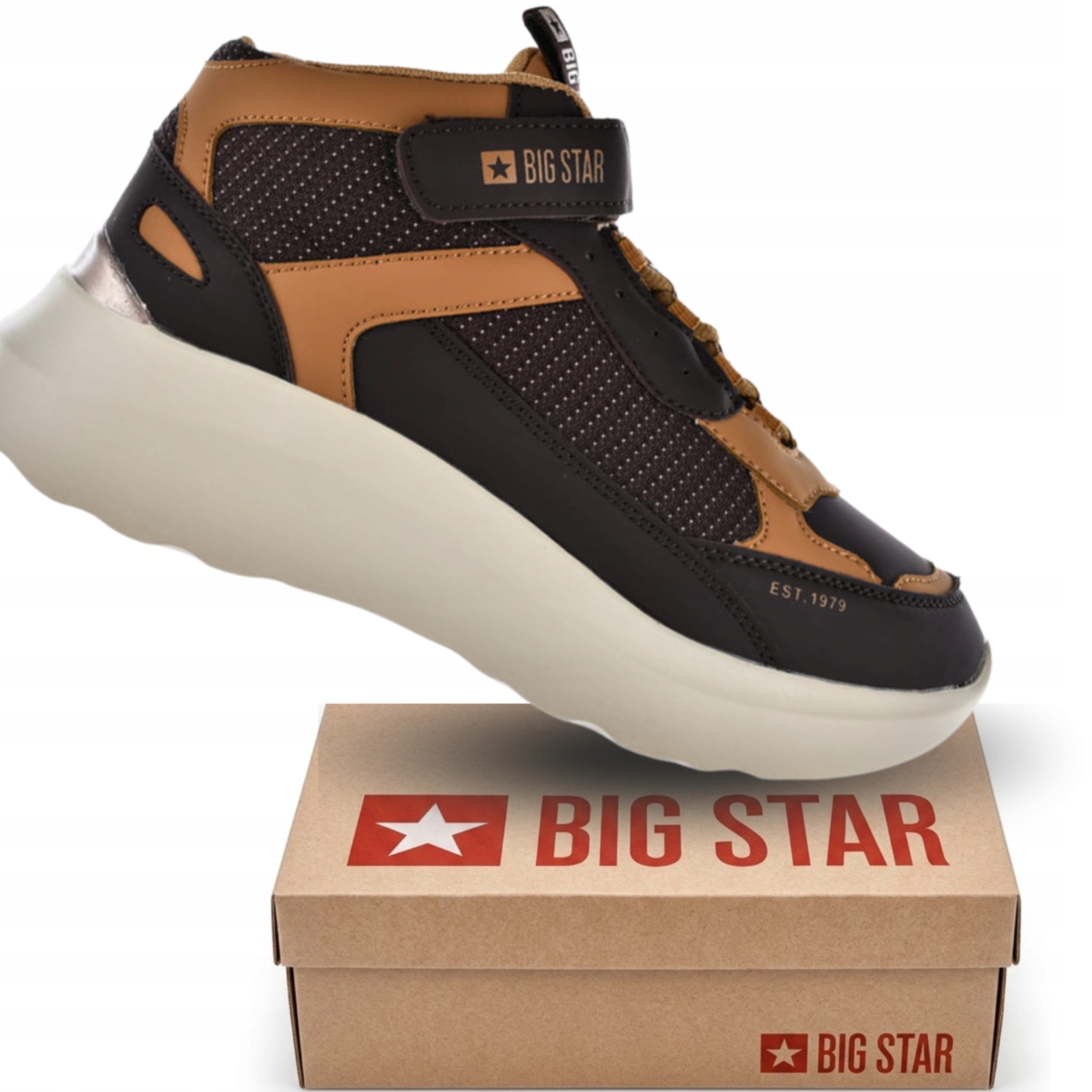 Dámské boty Big Star KK274404 černo-hnědé vysoké sportovní tenisky