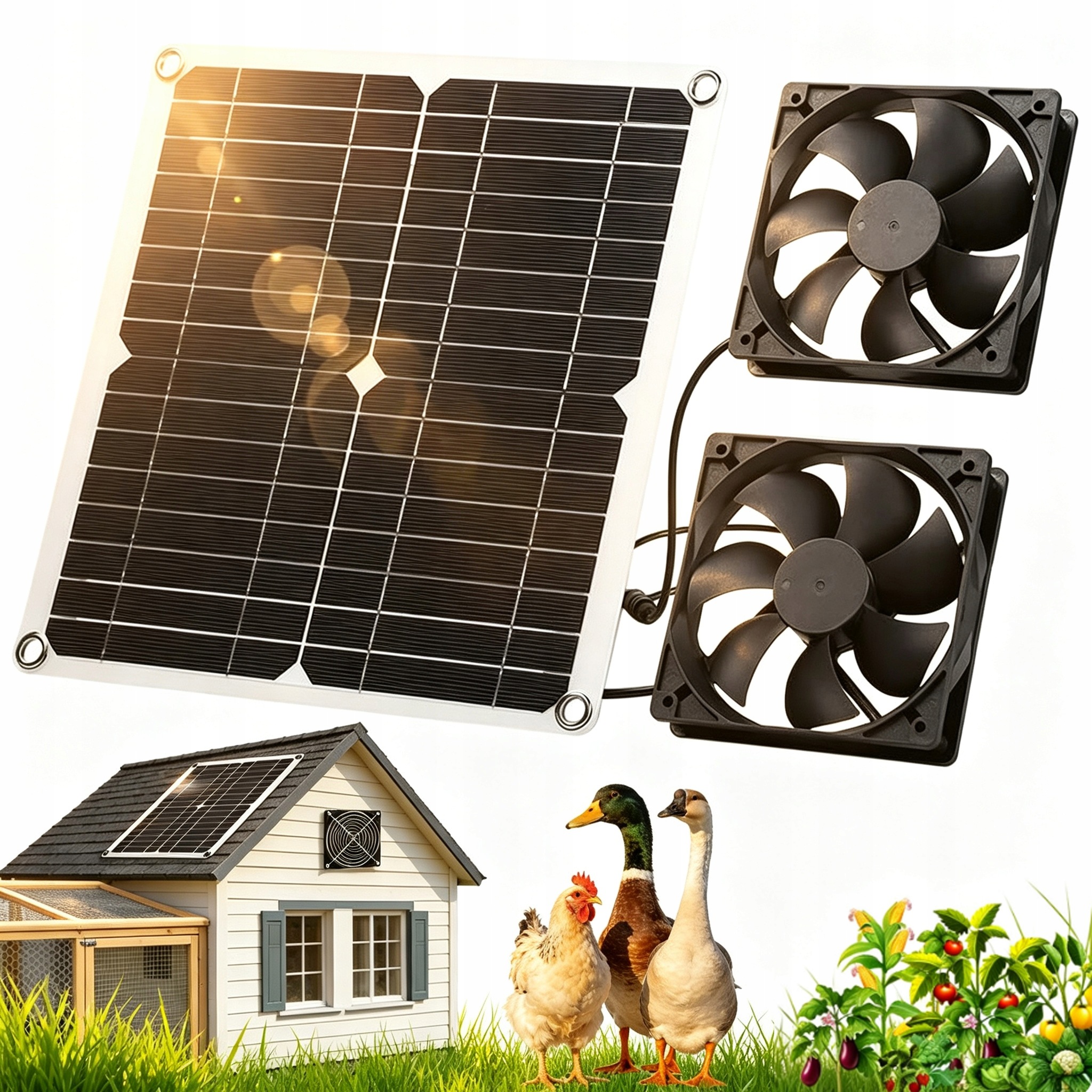 Wentylator Solarny Z Panelem 12W Wentylator Dwupak Podwójny Zestaw IP65