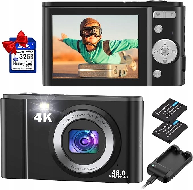 Aparat cyfrowy Uhd 4K 48 Mp z 16x zoomem LCD 28 cala dla każdego