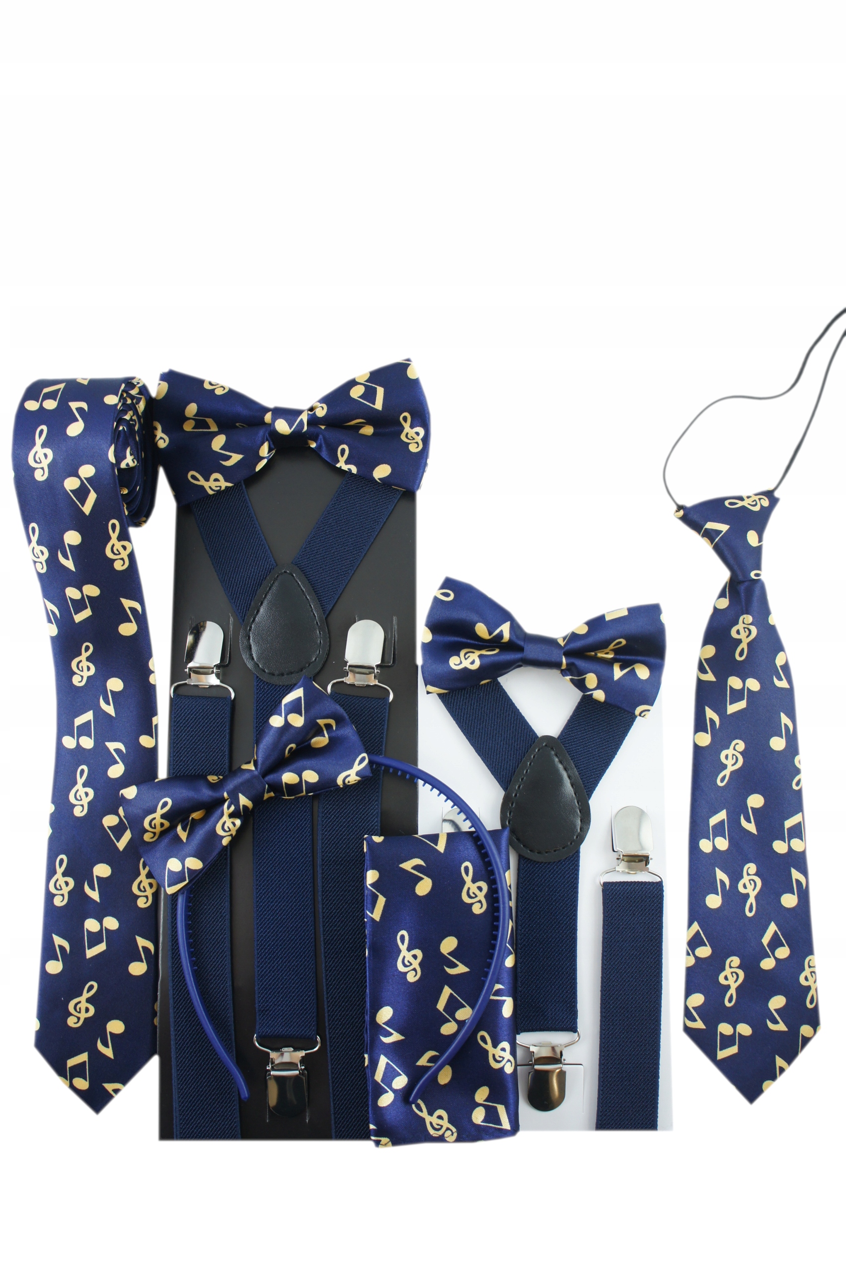 Poszetka do kieszonki ZŁOTE NUTKI nuty MUZYCZNA Materiał dominujący poliester