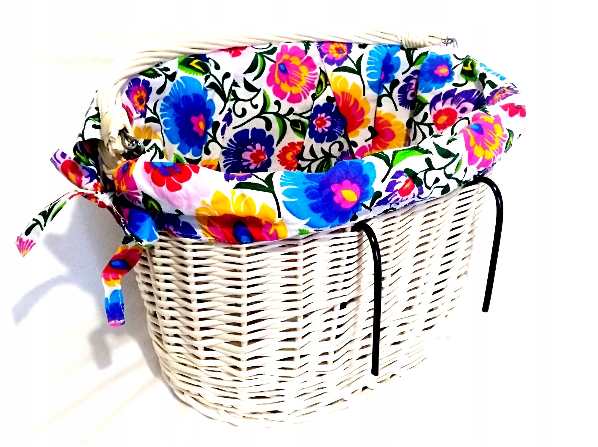 Duży kosz, Koszyk wiklinowy na Rower, Haki Wkład