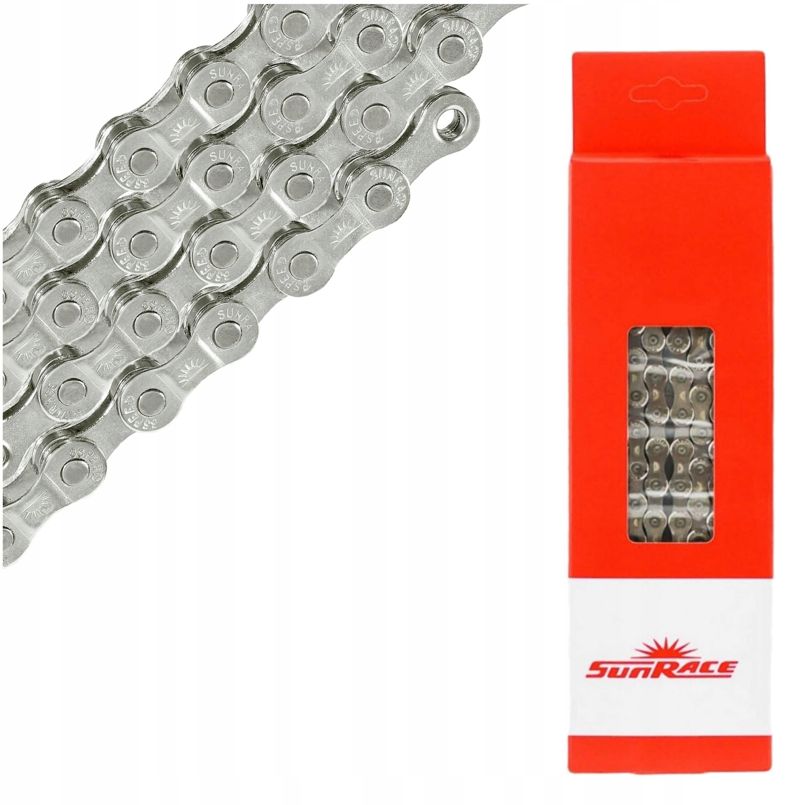 Łańcuch 8-rzędowy 116 ogniw SunRace CNM84 Srebrny Shimano/SRAM