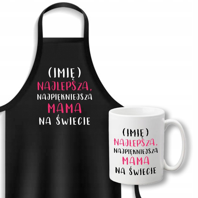 Sada Černá zástěra hrnek dárek Svátek Matek 18