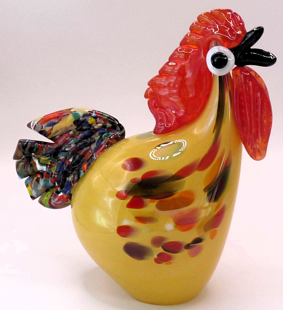 Skleněná figurka krásný kohout Žlutý nafukovací Dárek Fdxxl Velká XXL 23 cm