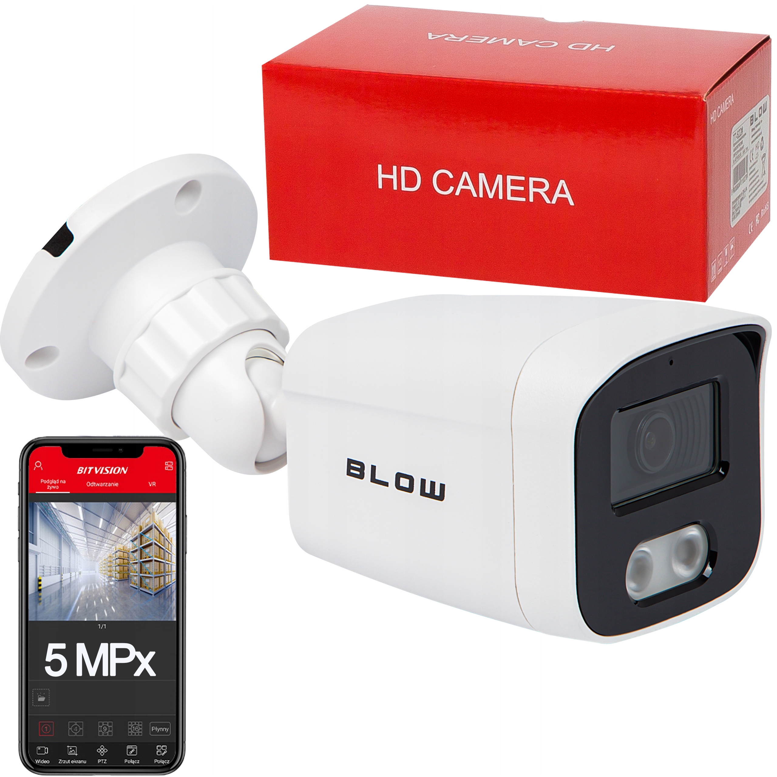 Zewnętrzna Kamera Analogowa Tvi CVI Ahd Cvbs Blow 4in1 5MP 4K IP67 2,8 mm