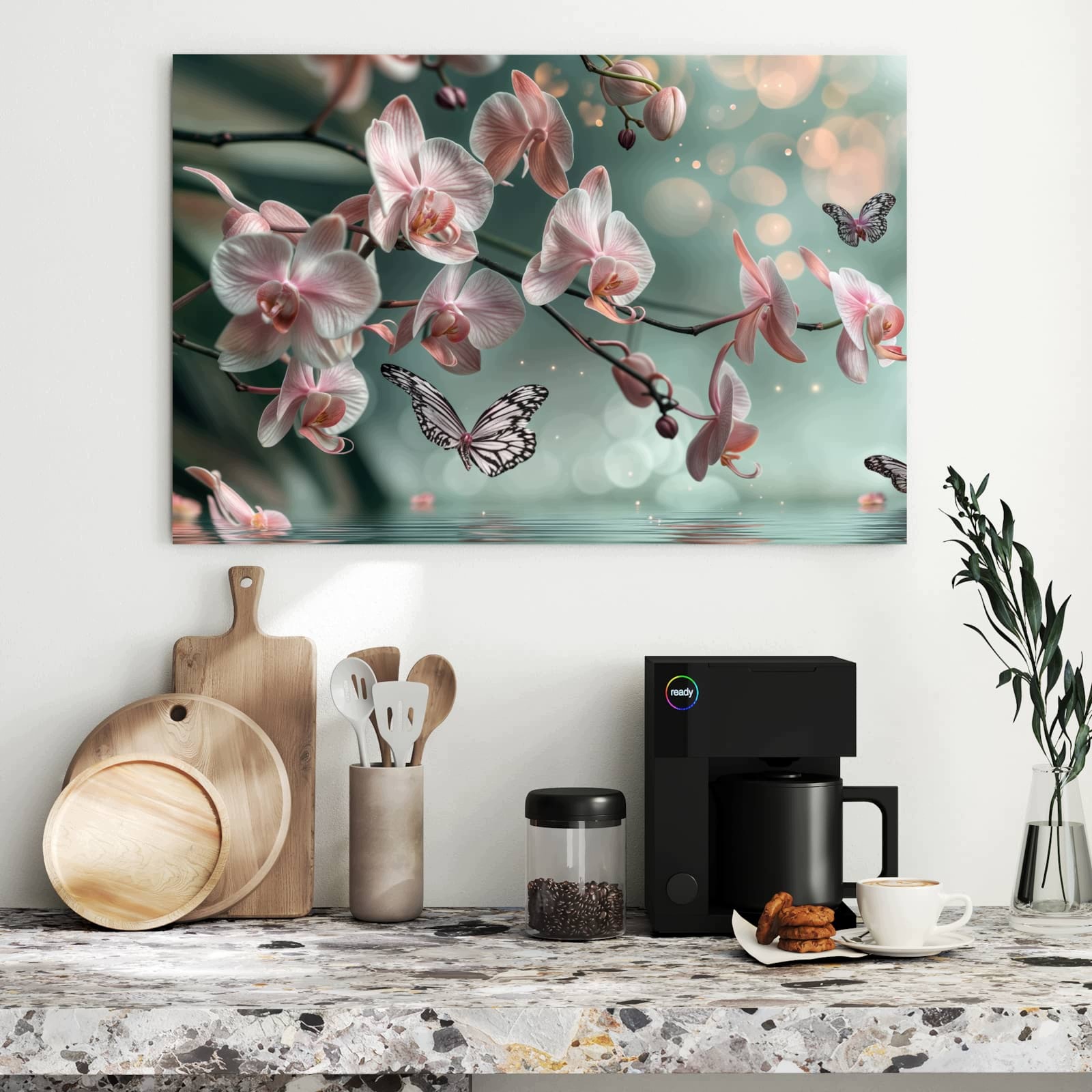 Magnetická tabule Orchideje Motýl 90 × 60 cm