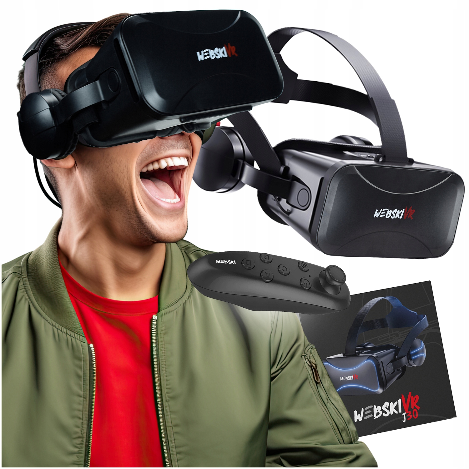 Gogle Vr Pod Choinkę Okulary Do Filmów 360 Z Słuchawkami Pilotem-Zdjęcie-0