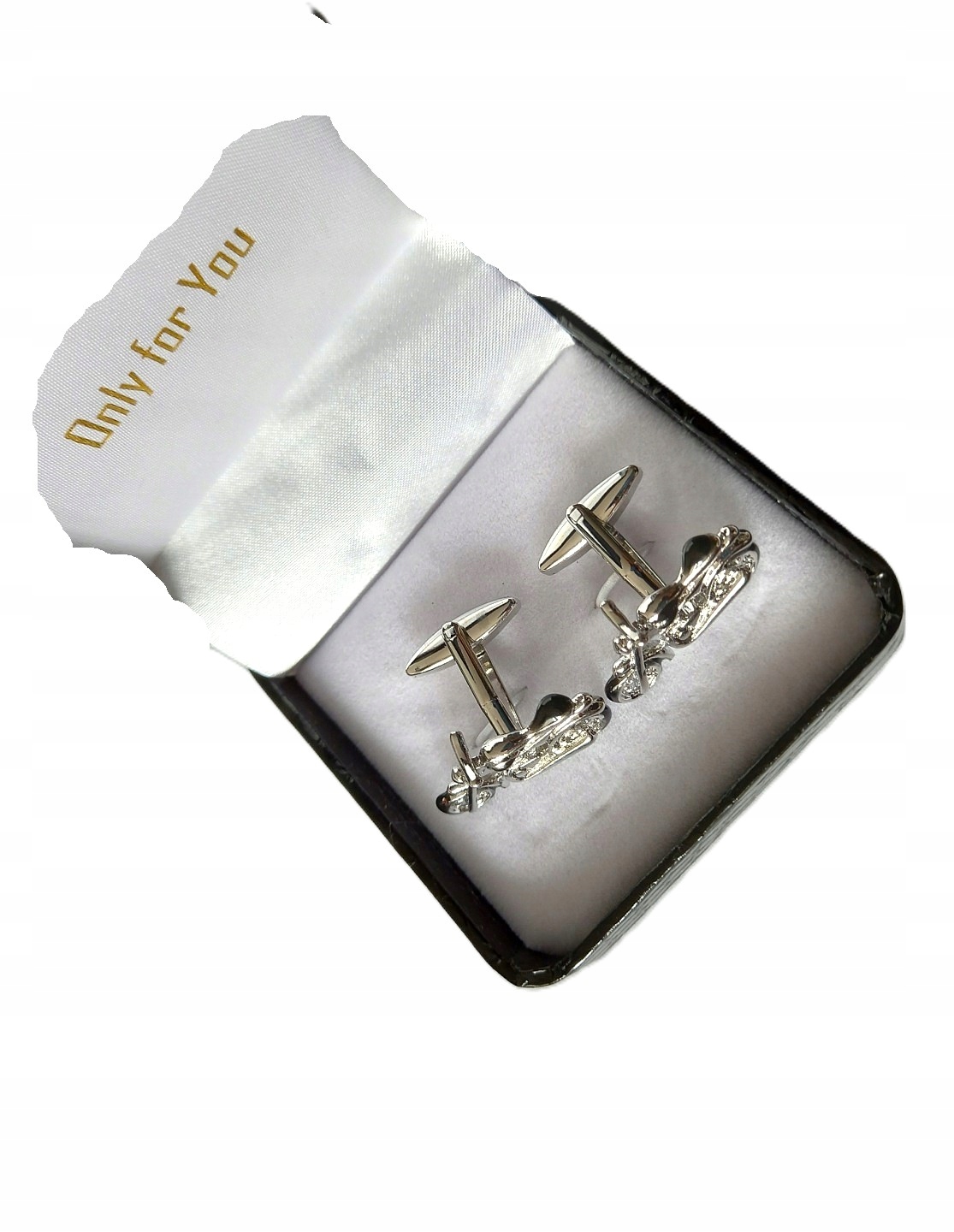 Stříbrno-černé manžetové knoflíčky na košili, klasický motocyklový motocykl Junak