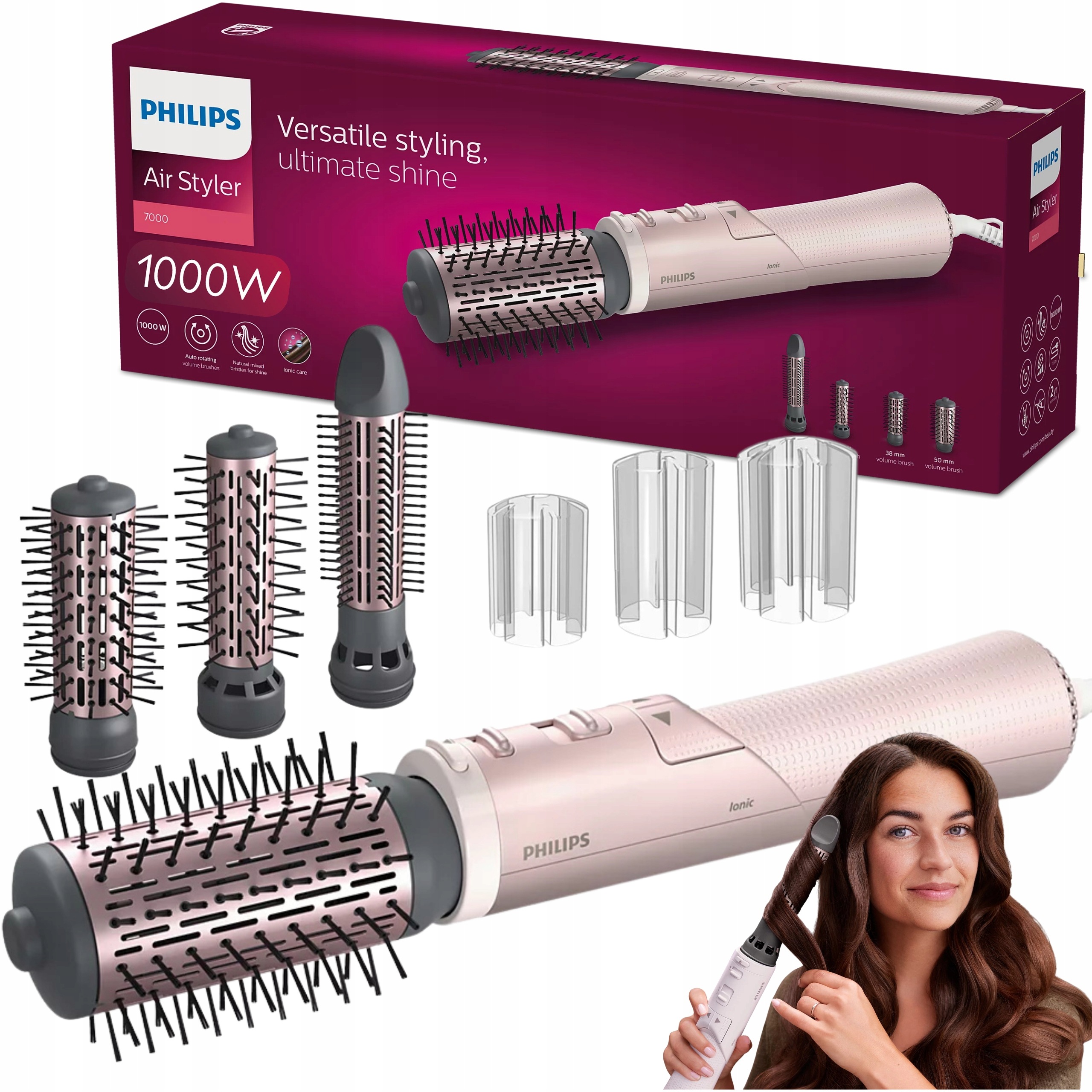 Sušička Kulma Philips řada 7000 Rotační Ionizace 1000 W, 4 nástavce