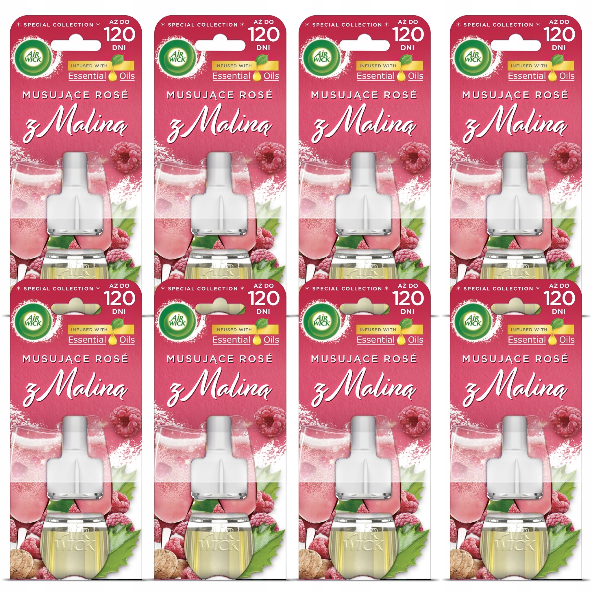 Air Wick Náplně Do Elektrického Osvěžovače Šumivé Rosy S Malinou 8 X 19 ML