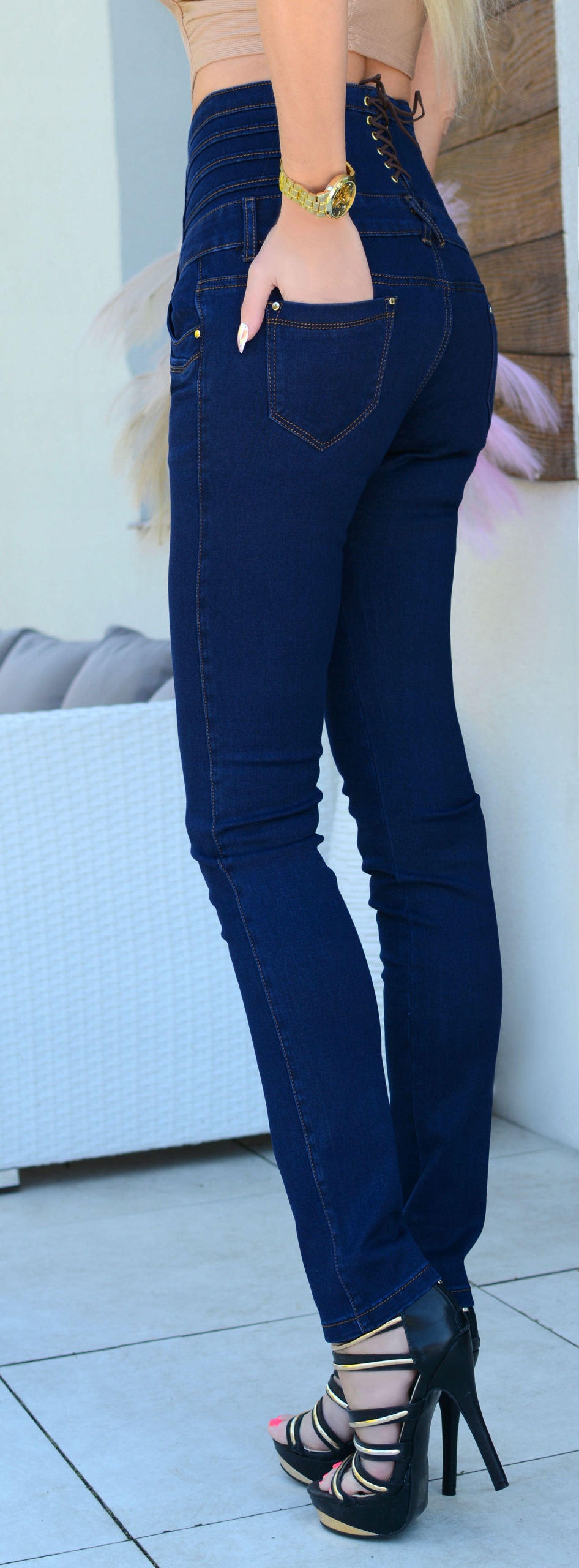 SEXY JEANSY DŁUGIE DŻINSY WYSZCZUPLAJĄCY PAS 304A Kolor niebieski