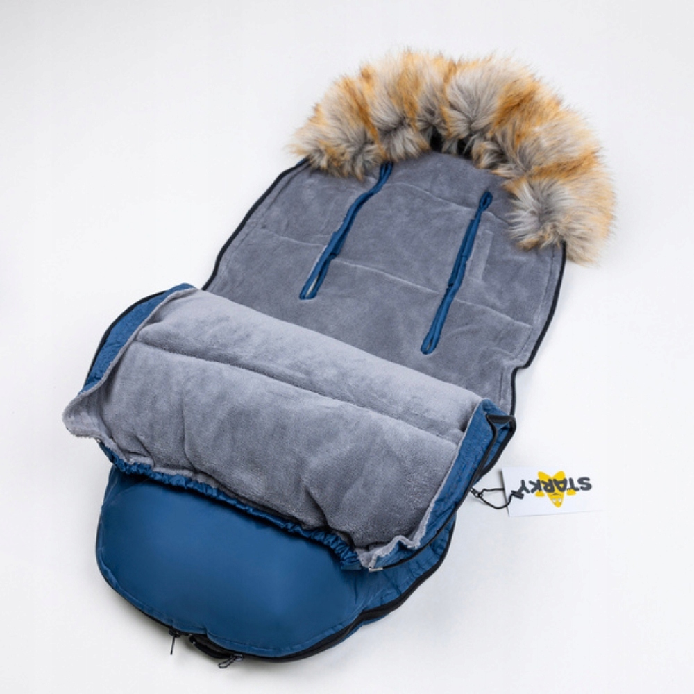 ŚPIWOREK NA ZIMĘ ŚPIWÓR OTULACZ NA SANKI DO WÓZKA FOTELIKA FUTRO +POKROWIEC Kolor dodatkowy niebieski