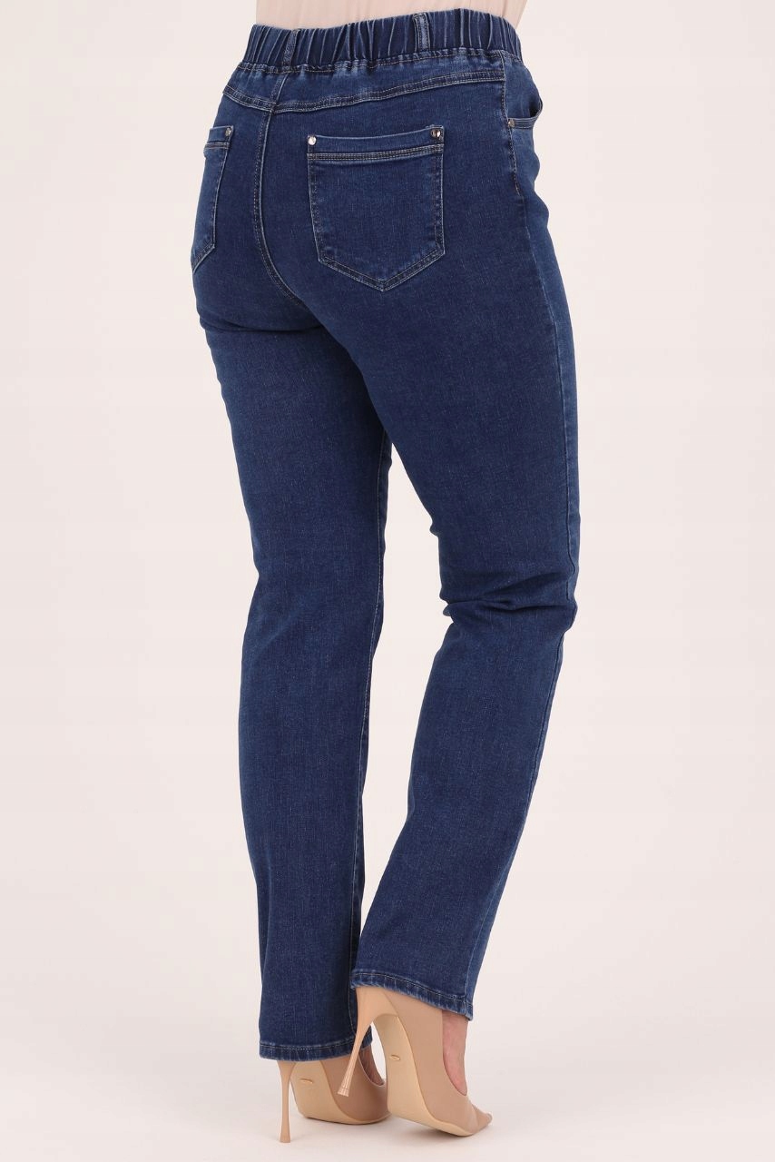 SPODNIE JEANSOWE NA GUMCE BAWEŁNIANE PROSTE NOGAWKI DUŻE ROZMIARY LUŹNE Linia plus size (duże rozmiary)