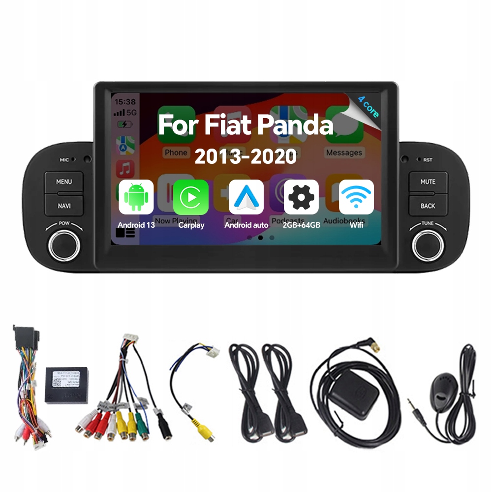 Autorádio Eunavi s Androidem 13 pro Fiat Panda 2013-2020 2G 64G Carplay Rds Bt