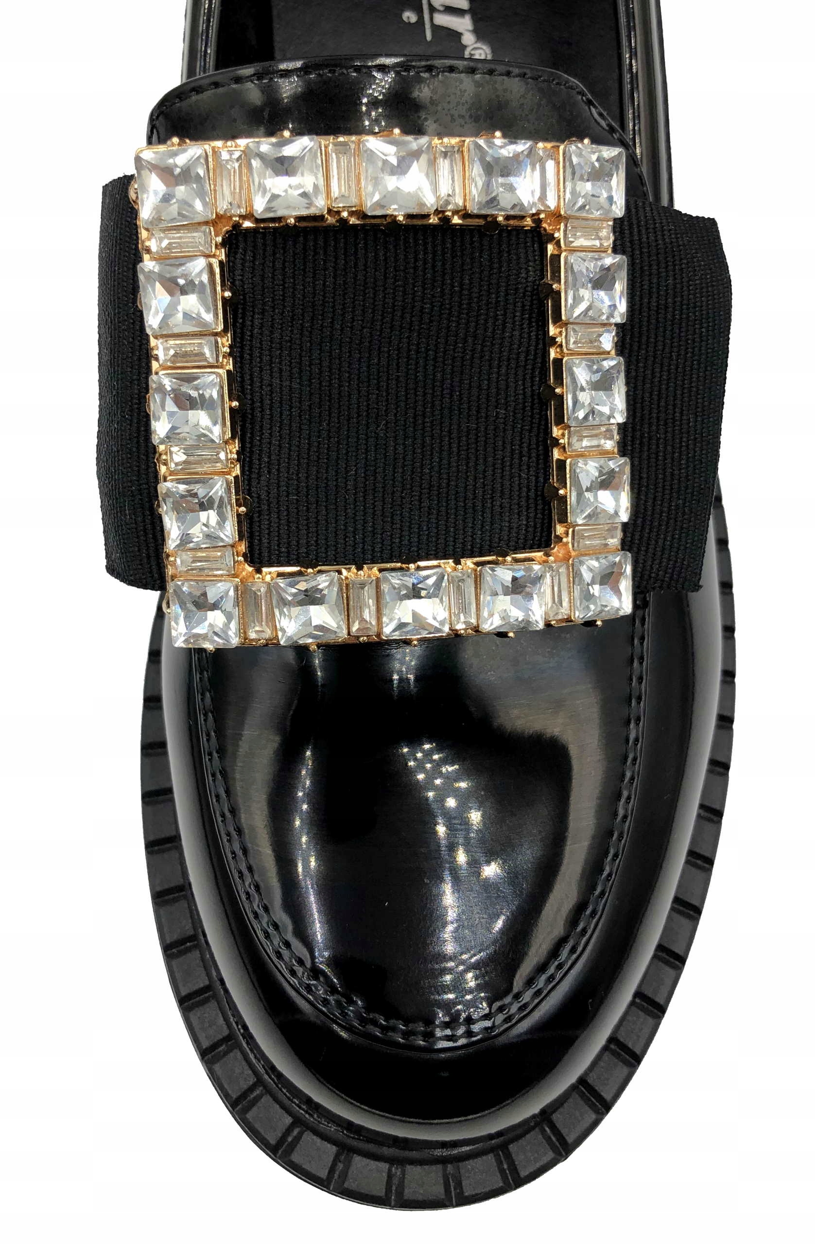 PÓŁBUTY NA PLATFORMIE CYRKONIE MOKASYNY CZARNE 38 Model NC1233 BLACK