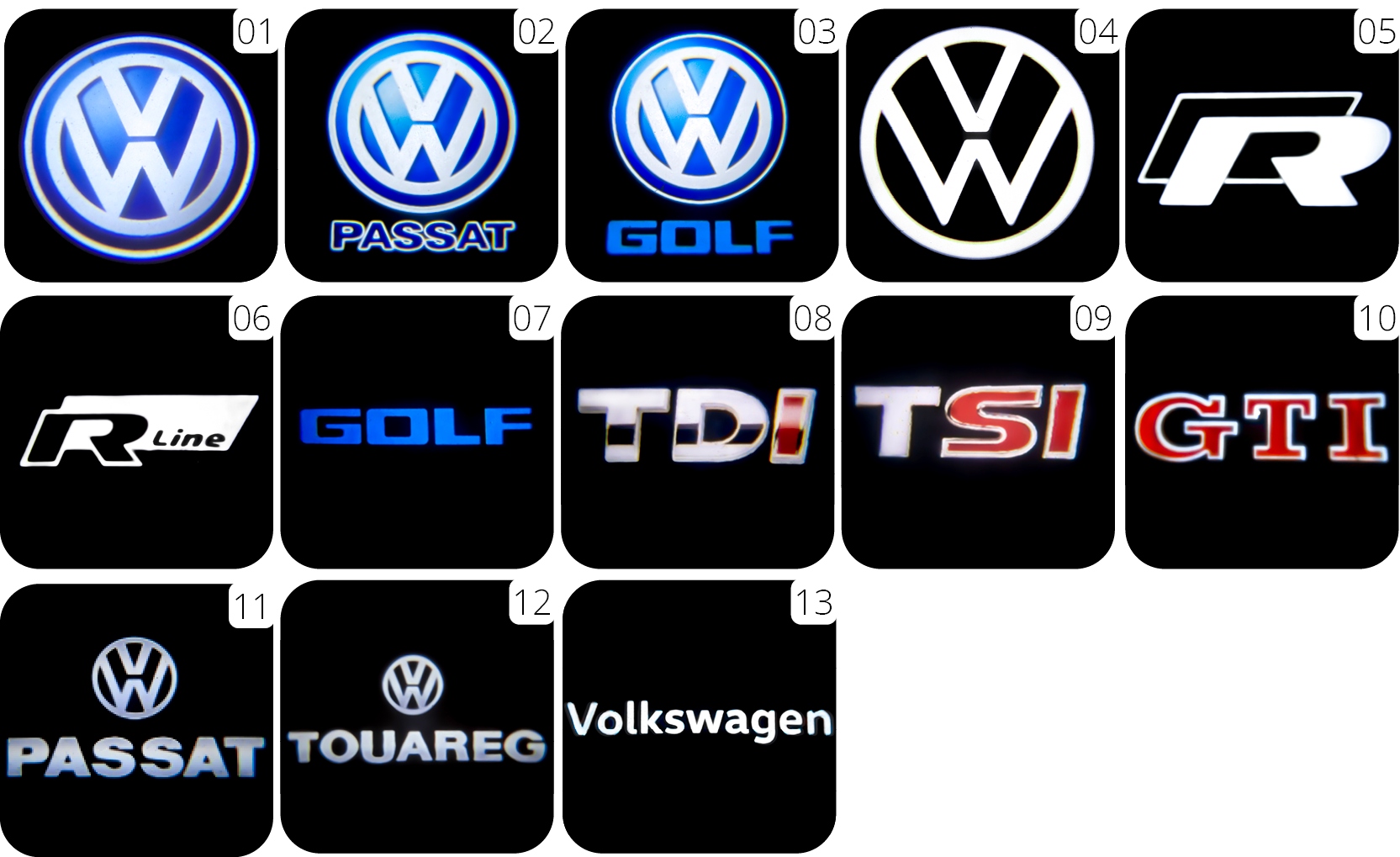 LED Logo PROJEKTOR VW PASSAT B5 sedan Variant TDI Phaeton Producent LEDprojektor