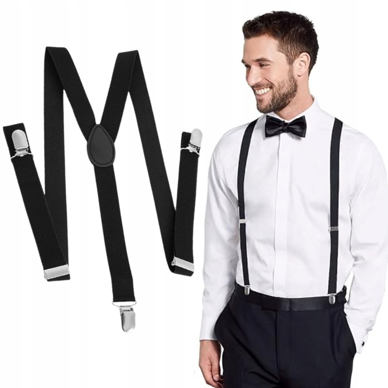 Szelki do Spodni Męskie Damskie Typu Y - 3 Klamrowe Czarne 100-190 cm