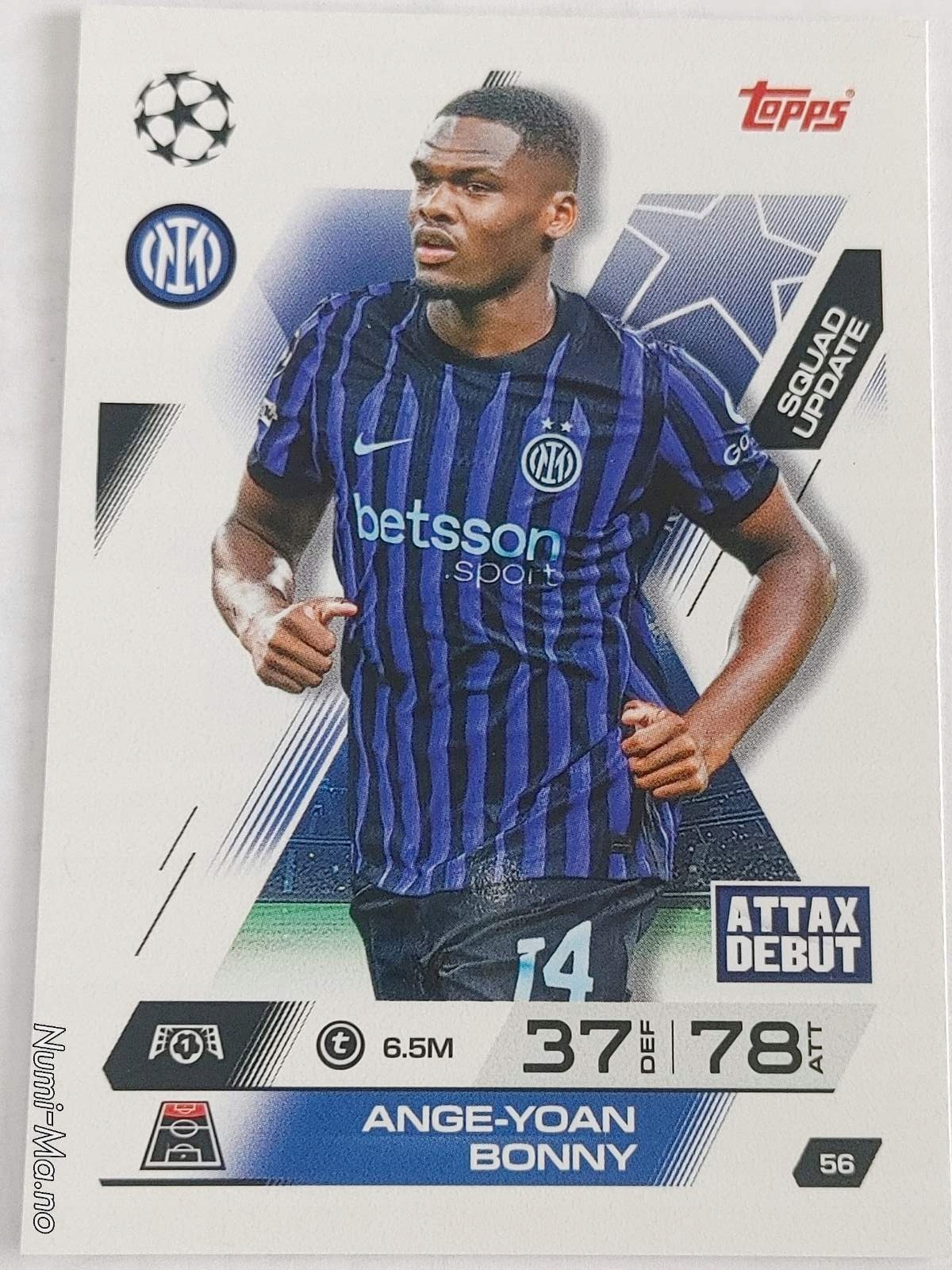 Topps Match Attax Extra 2025-2026 N.056 Yoan Bonny Inter Mediolan 6056