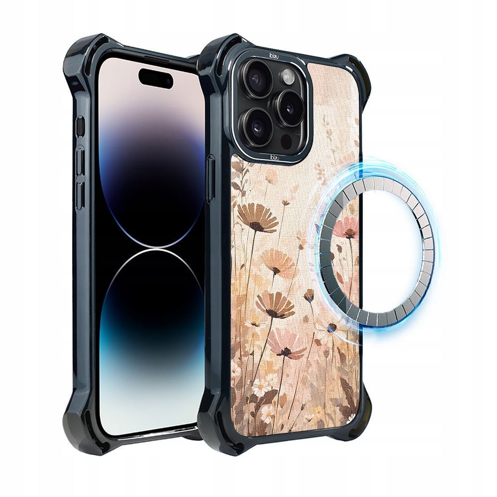 Pouzdro pro iPhone 14 Pro Ibizu DropGuard Ultra s MagSafe, Květinová louka