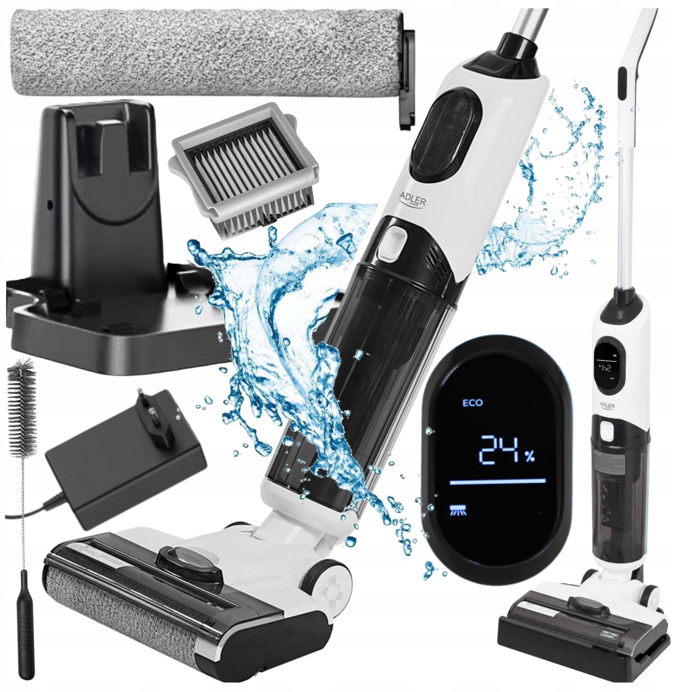 Odkurzacz Pionowy Bezprzewodowy Myjący Mopujący Mocny Ręczny Zestaw Pro 6W1