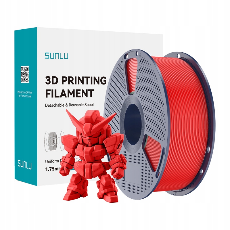 Filament Sunlu Pla Plus 20 175MM 1KG Czerwony