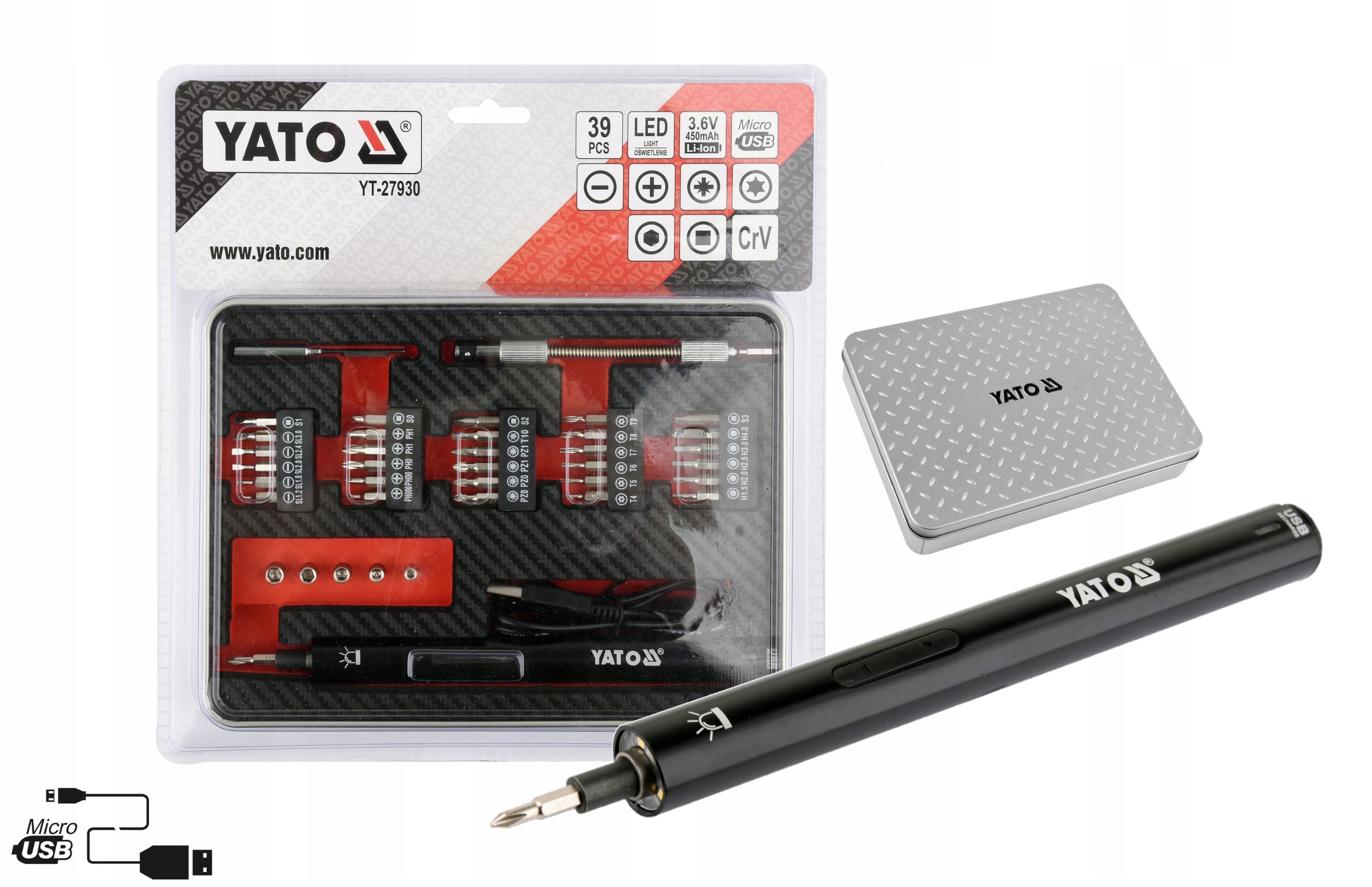 Přesný Aku Šroubovák S Bity Yato YT-27930