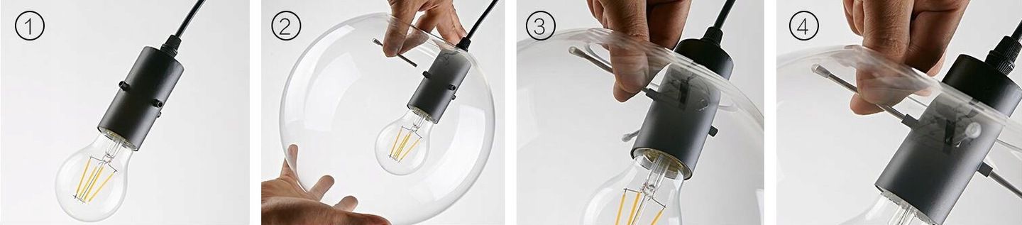 LAMPA SUFITOWA SZKLANA WISZĄCA KULA BLACK 20CM APP306 Długość/wysokość 20 cm