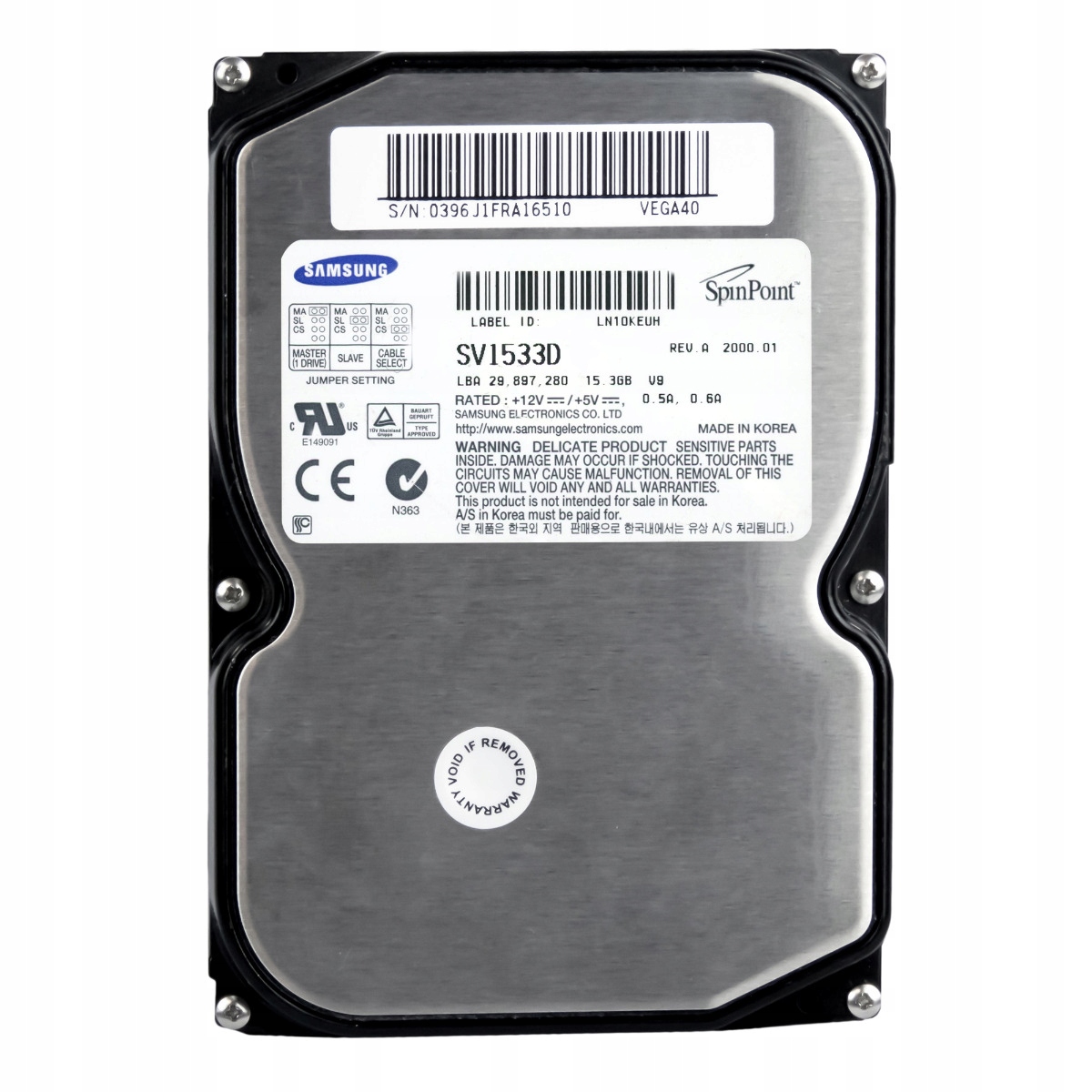 Samsung SpinPoint V10200 15.3GB 5.4K Ata 3.5" SV1533D